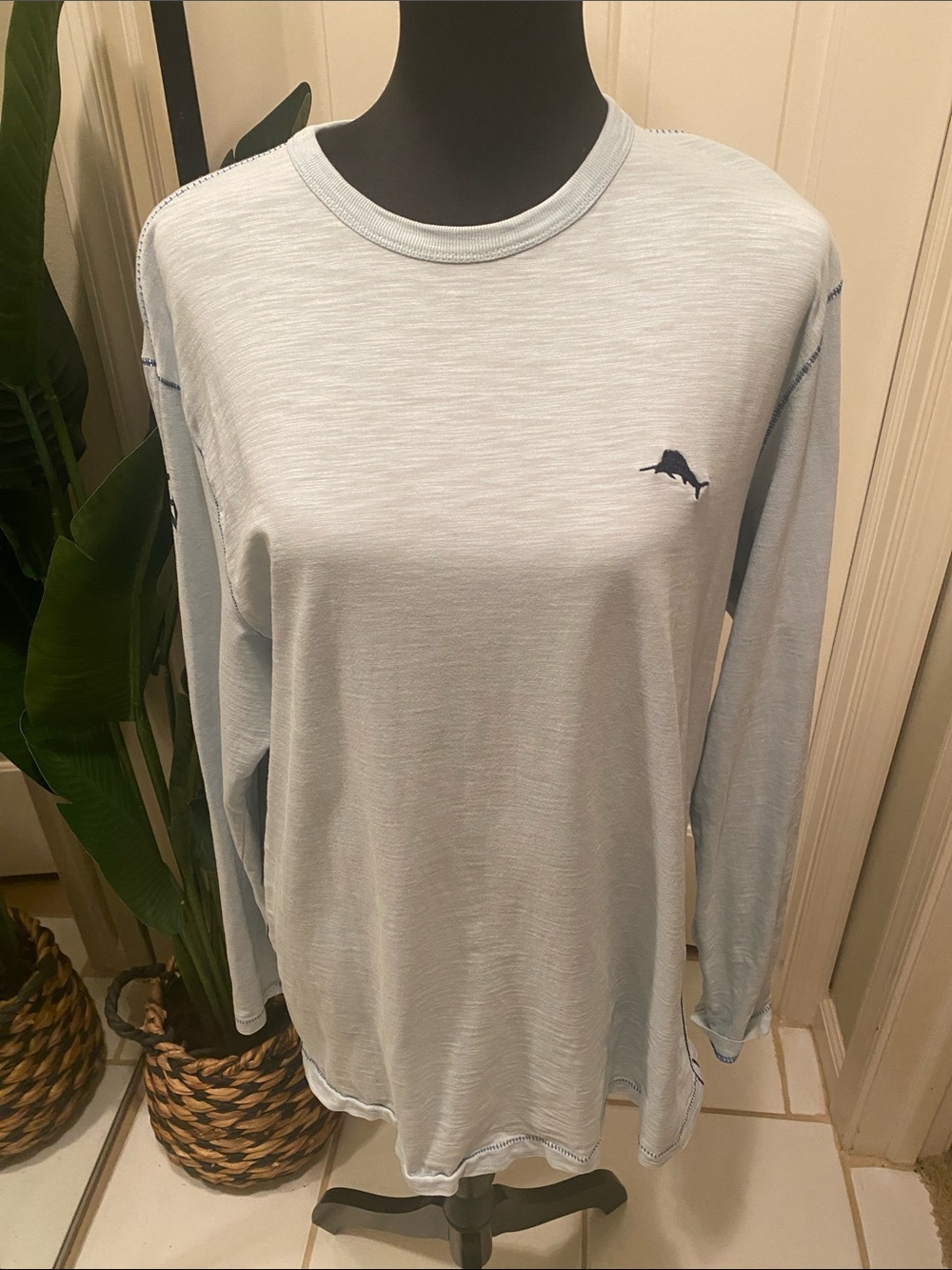 Tommy Bahama Light Blue Long-Sleeve Crewneck Tee